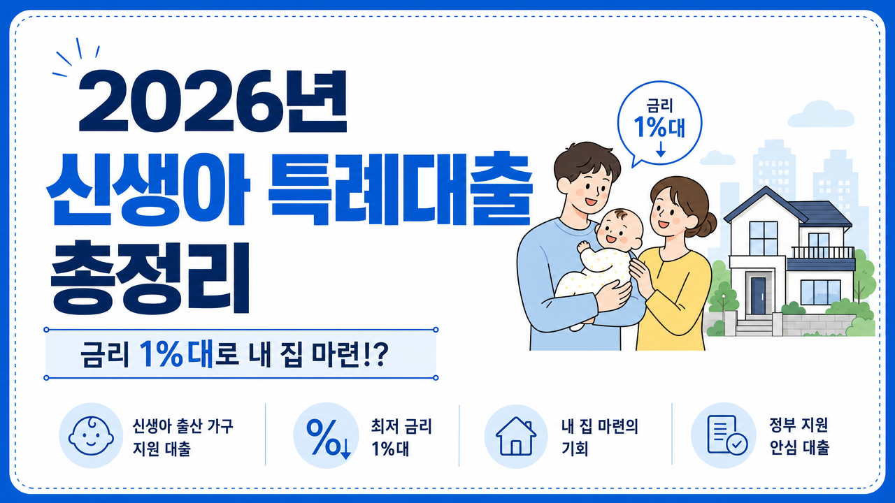 2026년 신생아 특례대출 총정리 : 금리 1%대로 내 집 마련!?