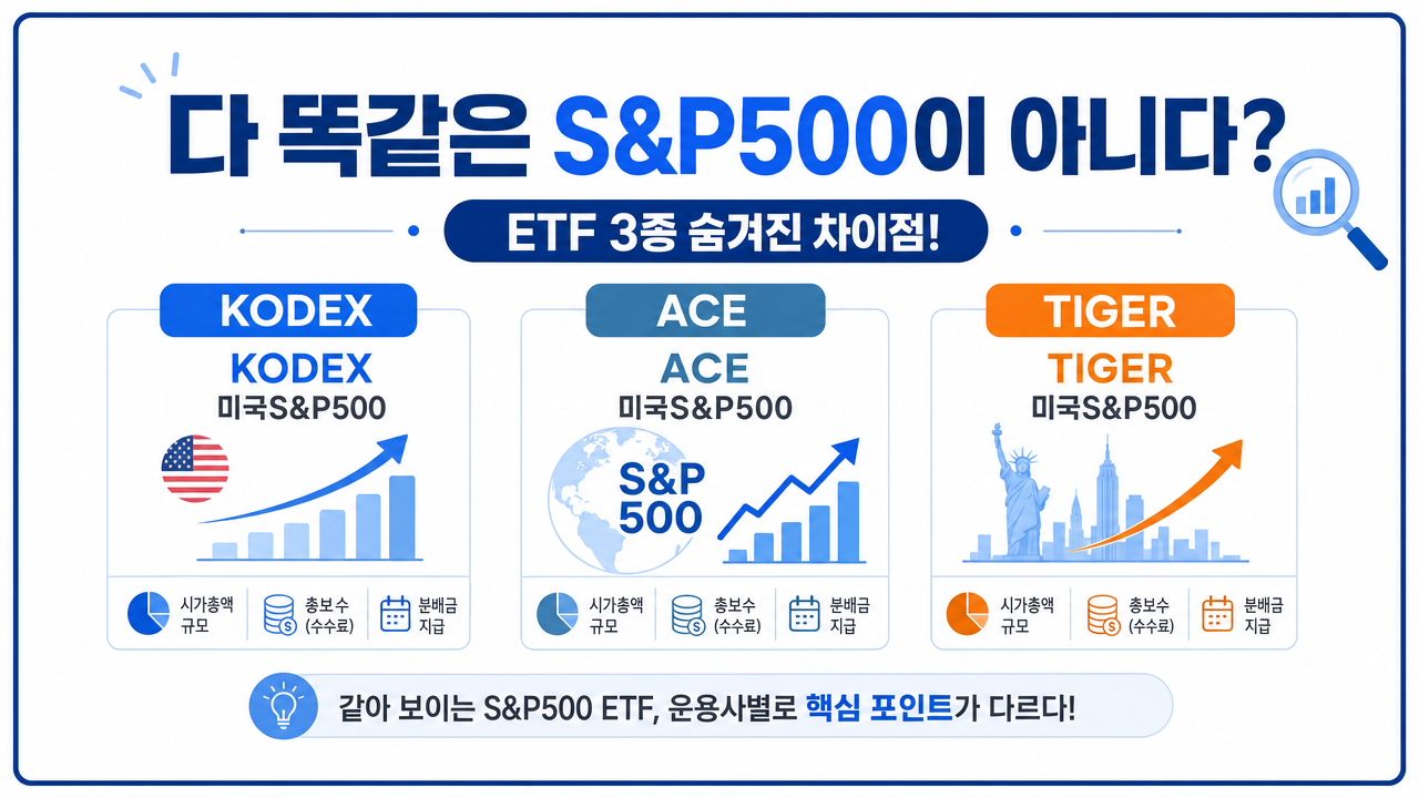다 똑같은 S&P500이 아니다? ETF 3종 숨겨진 차이점 분석